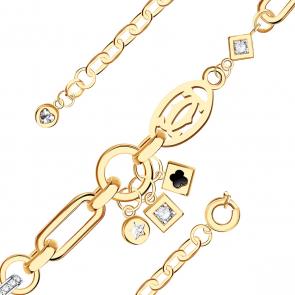 Золотой браслет BERGER с фианитом и ониксом Б070243 фото