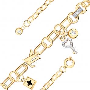 Золотой браслет BERGER с фианитом и ониксом Б070246 фото