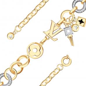 Золотой браслет BERGER с фианитом и ониксом Б070254-1 фото