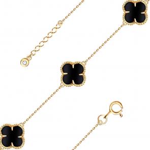 Золотой браслет BERGER с фианитом и ониксом Б070293 фото