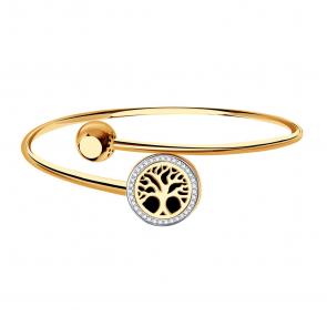 Золотой браслет BERGER с фианитом и ониксом Б070367 фото