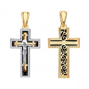 Золотая подвеска BERGER с фианитом и ониксом Б080004 фото