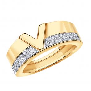 Золотое кольцо BERGER с фианитом Б110105 фото