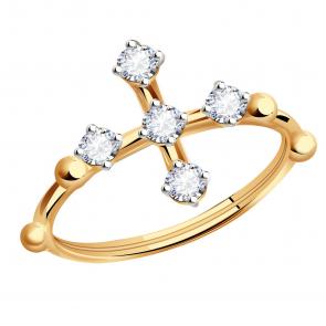 Золотое кольцо BERGER с фианитом Б110273 фото