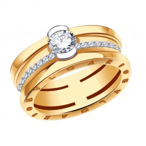 Золотое кольцо BERGER с бриллианитом и фианитом Б110318 фото