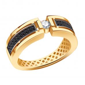 Золотое кольцо BERGER с фианитом Б110678ч фото