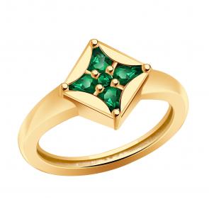 Золотое кольцо BERGER с ситаллом цвета Изумруд Б110711и фото