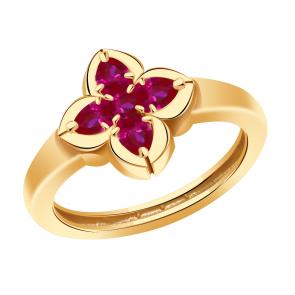 Золотое кольцо BERGER с ситаллом цвета Рубин Б110712р фото