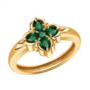 Золотое кольцо BERGER с ситаллом цвета Изумруд Б110714и фото