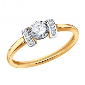 Золотое кольцо BERGER с бриллианитом и фианитом Б110987 фото