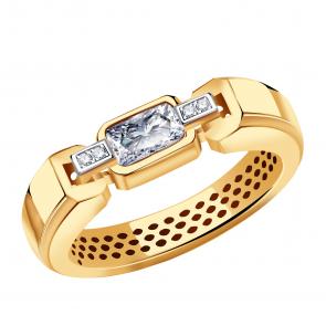 Золотое кольцо BERGER с бриллианитом и фианитом Б111062 фото