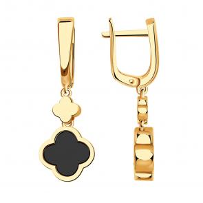 Золотые серьги BERGER с ониксом Б120060 фото