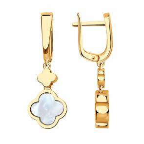 Золотые серьги BERGER с перламутром Б120060п фото