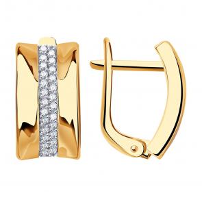 Золотые серьги BERGER с фианитом Б120079 фото