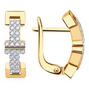 Золотые серьги BERGER с фианитом Б120098 фото