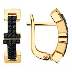 Золотые серьги BERGER с фианитом Б120098ч фото