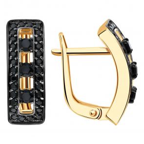 Золотые серьги BERGER с фианитом Б120099ч фото