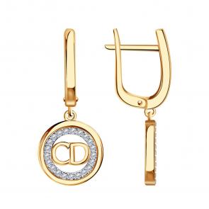 Золотые серьги BERGER с фианитом Б120102 фото