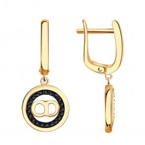 Золотые серьги BERGER с фианитом Б120102ч фото