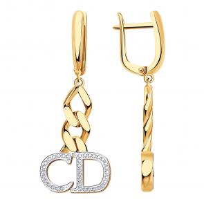 Золотые серьги BERGER с фианитом Б120104 фото