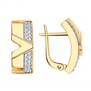 Золотые серьги BERGER с фианитом Б120105 фото