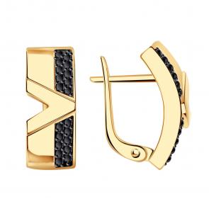 Золотые серьги BERGER с фианитом Б120105ч фото