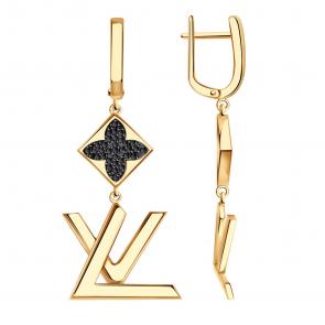 Золотые серьги BERGER с фианитом Б120107ч фото