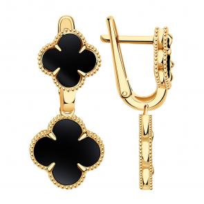 Золотые серьги BERGER с ониксом Б120110 фото