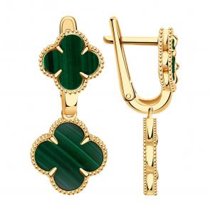 Золотые серьги BERGER с малахитом Б120110м фото