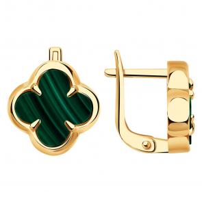 Золотые серьги BERGER с малахитом Б120111м фото