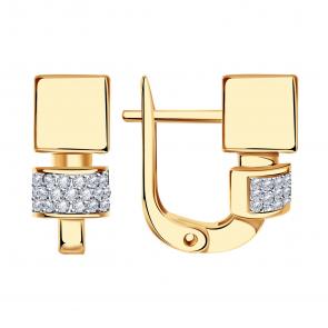 Золотые серьги BERGER с фианитом Б120113 фото