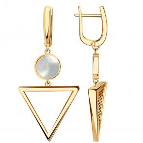 Золотые серьги BERGER с перламутром Б120124п фото