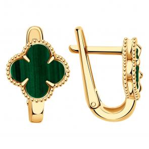 Золотые серьги BERGER с малахитом Б120129м фото