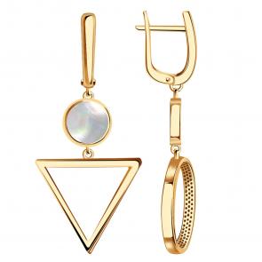 Золотые серьги BERGER с перламутром Б120131п фото