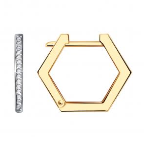 Золотые серьги BERGER с фианитом Б120211 фото