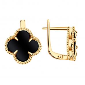 Золотые серьги BERGER с ониксом Б120217 фото