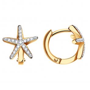 Золотые серьги BERGER с фианитом Б120227 фото