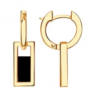 Золотые серьги BERGER с ониксом Б120233 фото