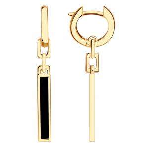 Золотые серьги BERGER с ониксом Б120238 фото