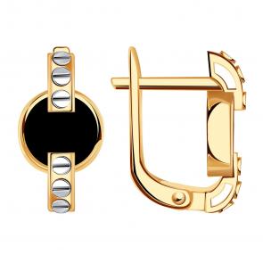 Золотые серьги BERGER с ониксом Б120289 фото