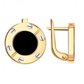 Золотые серьги BERGER с ониксом Б120290 фото