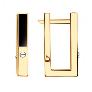 Золотые серьги BERGER с ониксом Б120292 фото