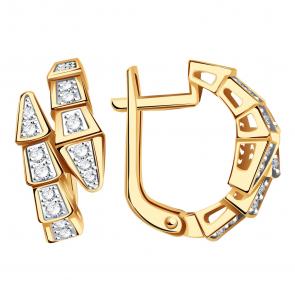 Золотые серьги BERGER с фианитом Б120323 фото