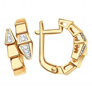 Золотые серьги Символ года Змея BERGER с фианитом Б120324 фото