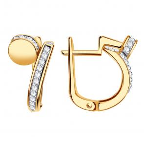 Золотые серьги BERGER с фианитом Б120326 фото