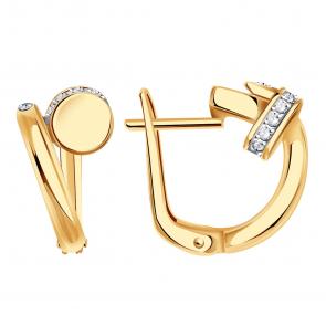 Золотые серьги BERGER с фианитом Б120329 фото