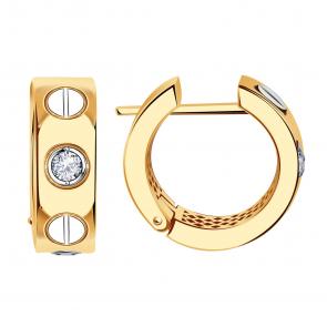 Золотые серьги BERGER с фианитом Б120383 фото