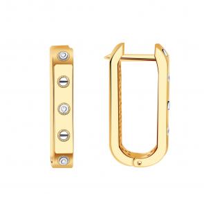 Золотые серьги BERGER с фианитом Б120384 фото