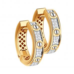 Золотые серьги BERGER с фианитом Б120387 фото