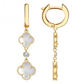 Золотые серьги BERGER с перламутром Б120418п фото